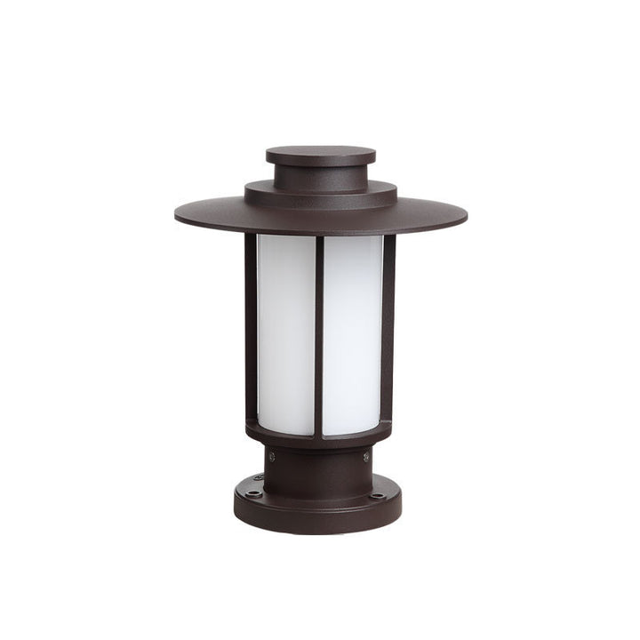 Modern Minimalist Waterproof Coffee Cylinder Lantern 1-Light Patio Landscape Light For Outdoor