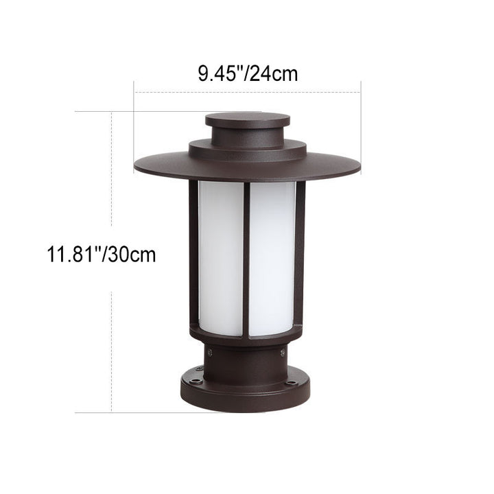 Modern Minimalist Waterproof Coffee Cylinder Lantern 1-Light Patio Landscape Light For Outdoor
