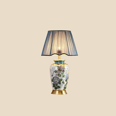 Modern Luxury Painted Fabric Ceramic 1-Light Table Lamp