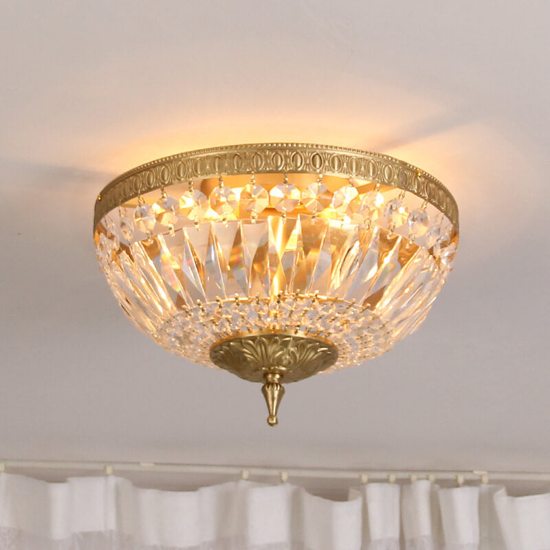 Luz de montaje empotrado de 6 luces de cristal estilo rústico todo cobre 