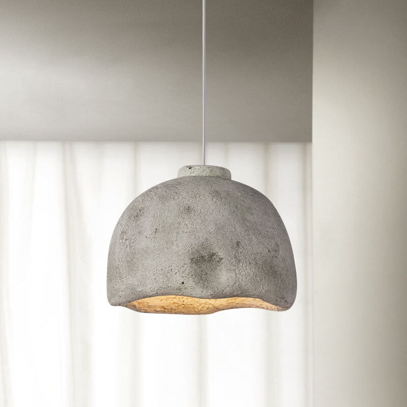 Lampe suspendue rétro à 1 lumière en forme de dôme en polystyrène faite à la main 