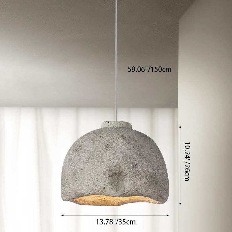 Contemporary Nordic Rough Rock Texture Semicircular 1-Light Pendant Light for Dining Room