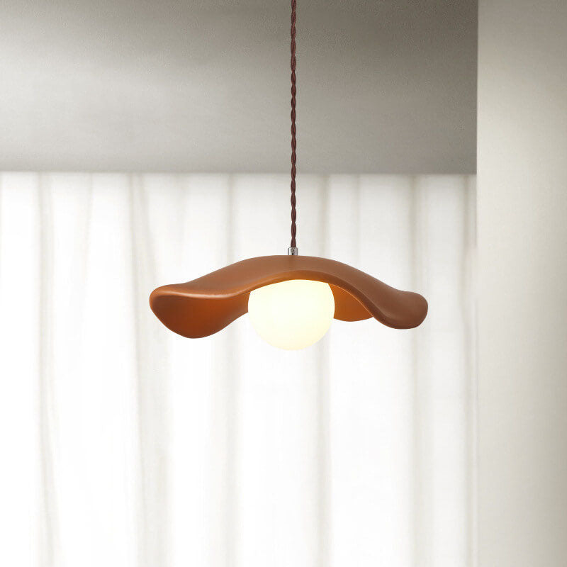 Dôme en crème de macaron Design en vague Résine Suspension à 1 lumière 