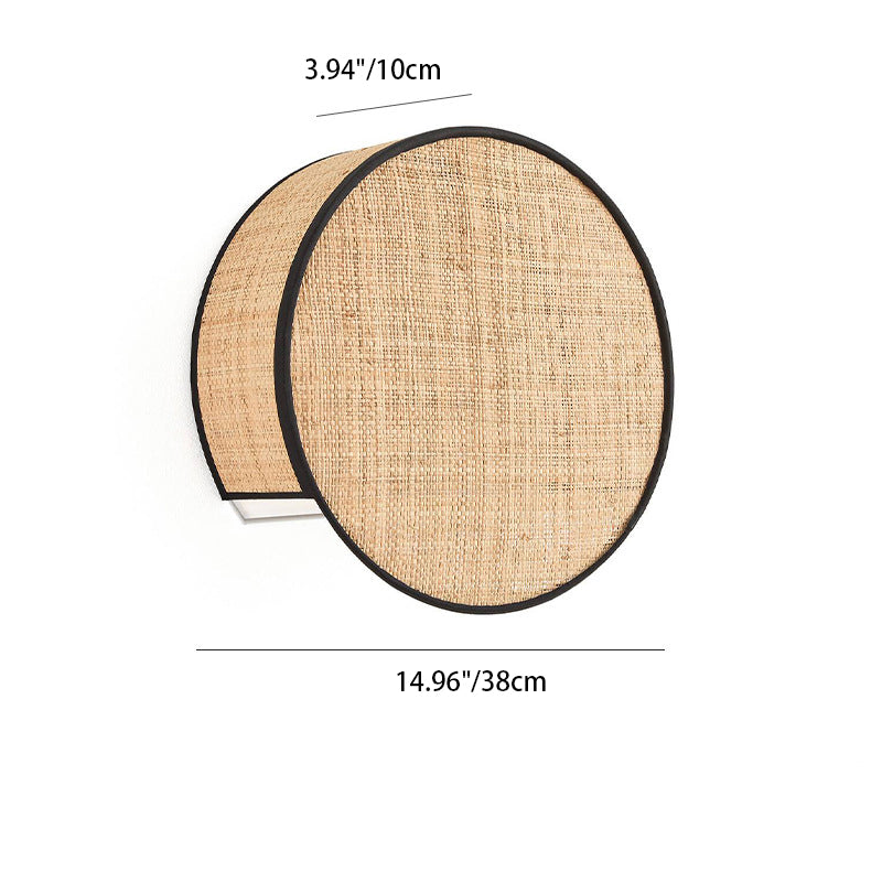 Zeitgenössische Boho Rattan Weben Zylinder Schatten 1-Licht Wand Leuchte Lampe für Schlafzimmer 