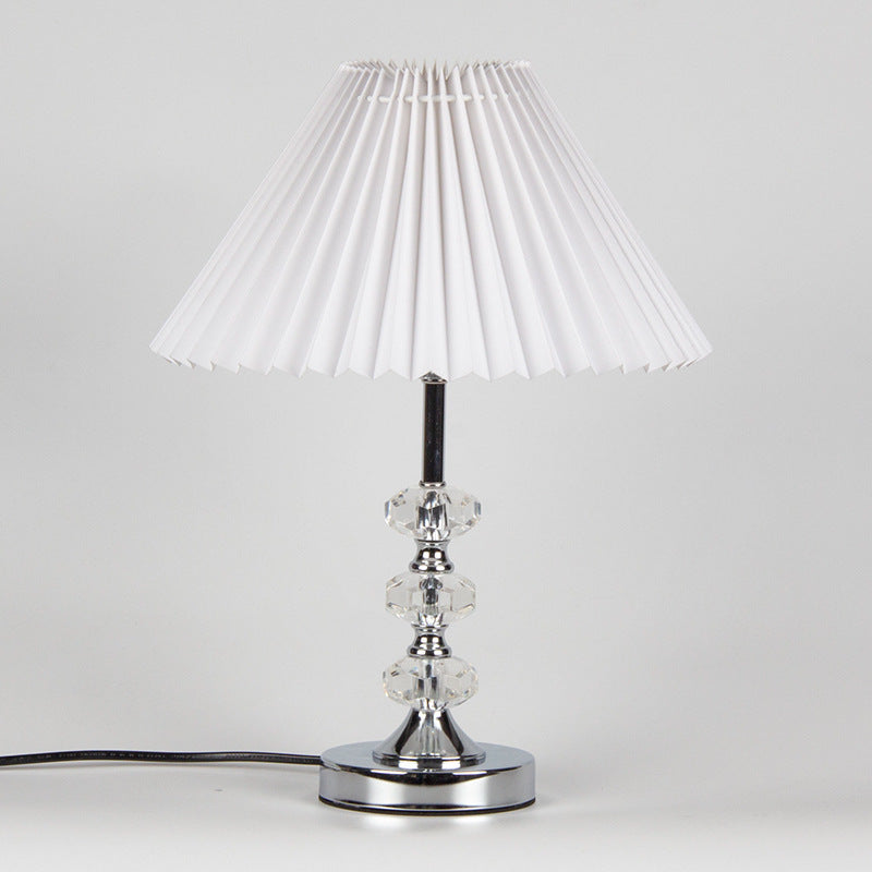 Modern Minimalist Pleated Solid Color Acrylic Fabric 1-Light Table Lamp