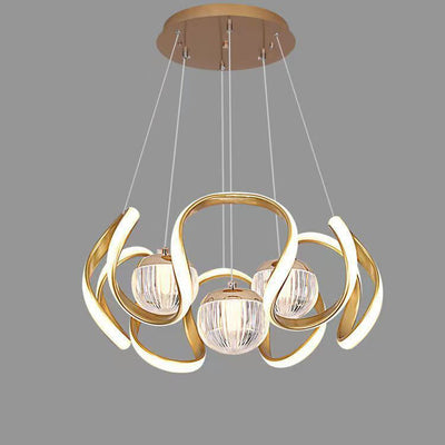 Nordic Creative Orb Twisted Lines Island Light  LED Chandelier