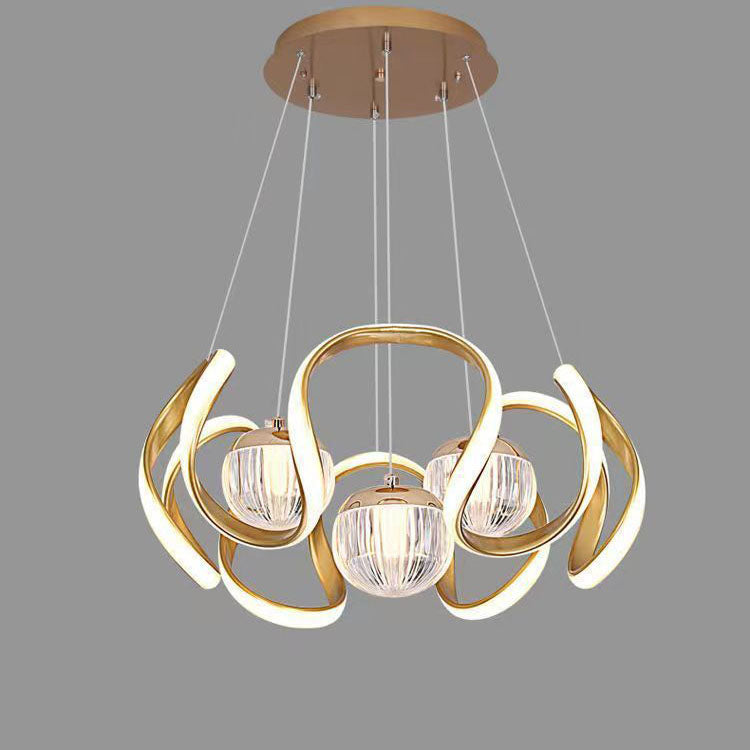 Nordic Creative Orb Twisted Lines Island Light  LED Chandelier