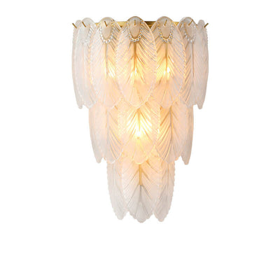 European Light Luxury Feather Iron Glass 2/3-Light Wall Sconce Lamp