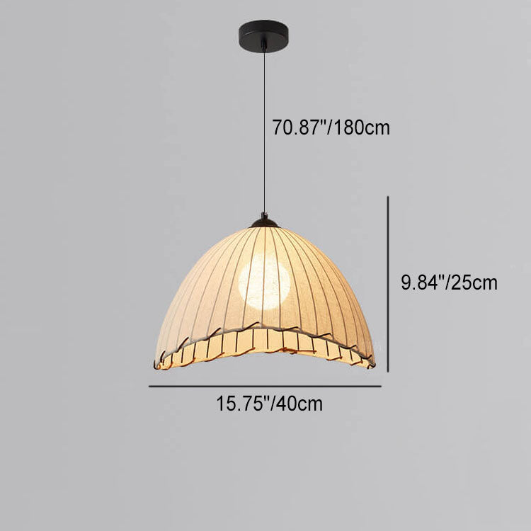 Japanese Wabi-sabi Striped Fabric Dome 1-Light Pendant Light