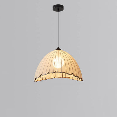 Japanese Wabi-sabi Striped Fabric Dome 1-Light Pendant Light