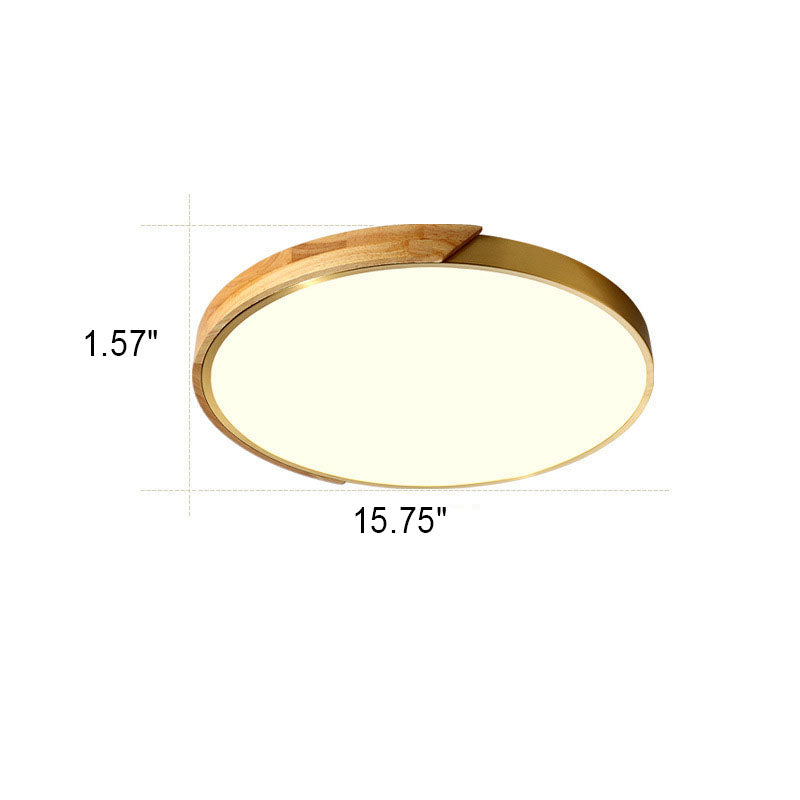 Iluminación empotrada LED redonda moderna de lujo ligero de cobre y madera 