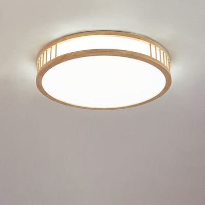 Japanese Minimalist Log Round LED Flush Mount Ceiling Light