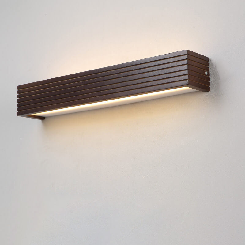Moderne chinesische Walnuss Quadrat Bar Eitelkeit LED Wandleuchte 