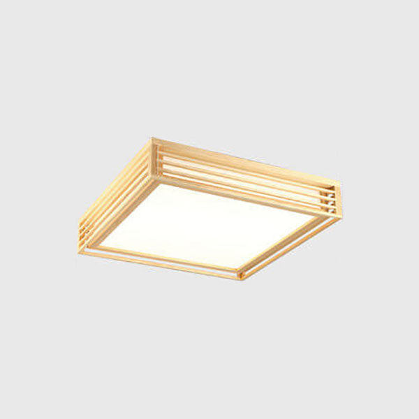 Nordic Solid Wood Square LED Japanese Tatami Flush Mount Ceiling Light