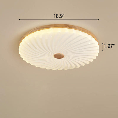 Modern Log Pleated Star Effect Round LED Flush Mount Ceiling Light