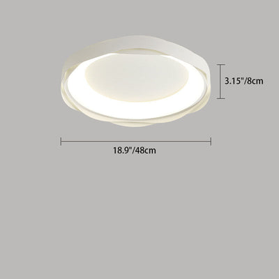 Modern Minimalist Cream Round Iron Acrylic LED Flush Mount Ceiling Light For Bedroom