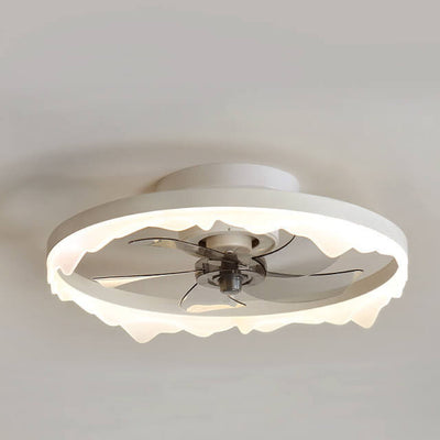 Minimalistische runde LED-Deckenventilatorleuchte mit halbbündigem Rand aus Acryl 