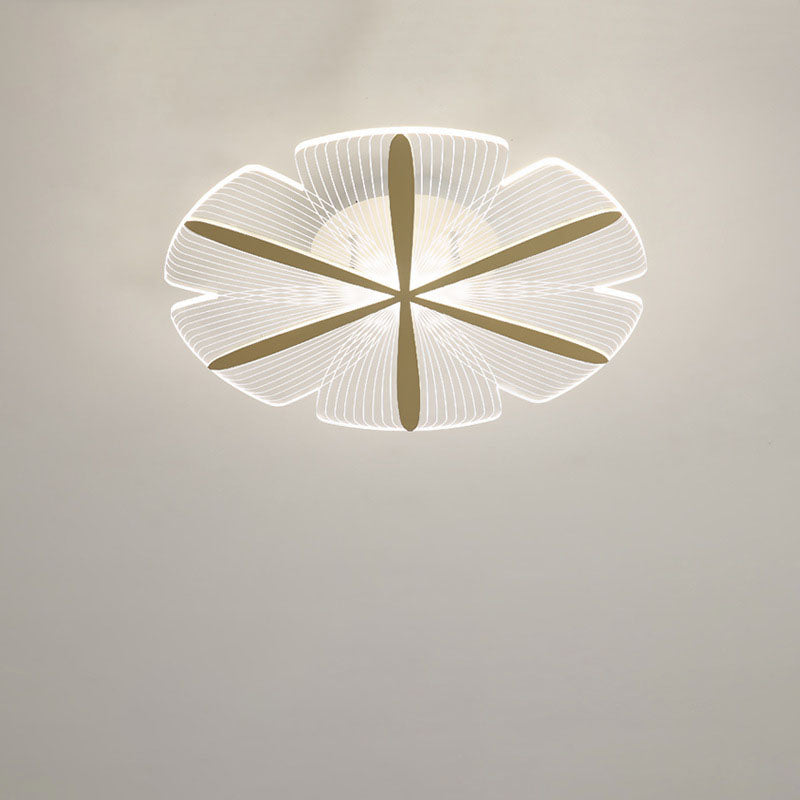 Modern Minimalist Acrylic Petal Round Gold LED Flush Mount Ceiling Light