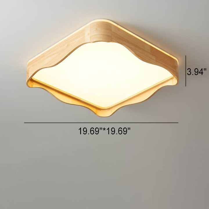 Luz de techo LED montada al ras con diseño de ondas cuadradas originales japonesas de madera 