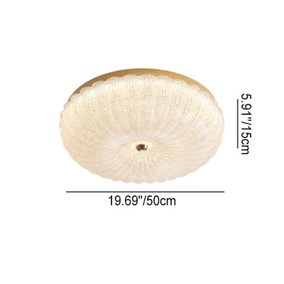 Modern Luxury Stainless Steel Glass Copper Round LED Semi-Flush Mount Ceiling Light