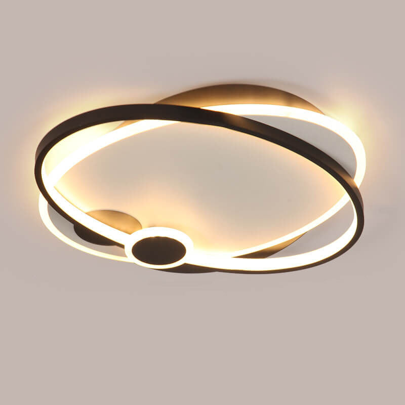 Modern Minimalist Oval Ring Geometry LED Flush Mount Ceiling Light