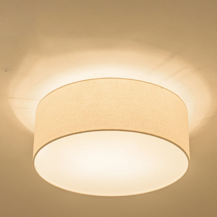 Modern Minimalist Round Drum Iron Fabric 3/5 Light Flush Mount Ceiling Light For Living Room
