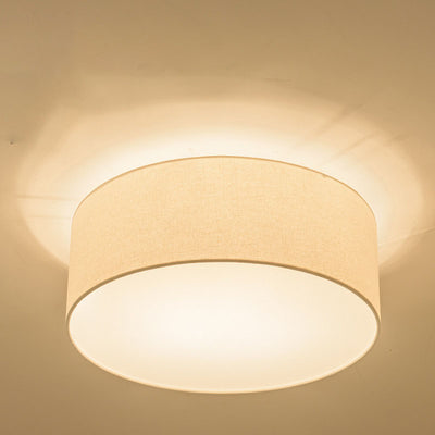 Nordic Minimalist Round Drum Fabric 3/5 Light Flush Mount Ceiling Light