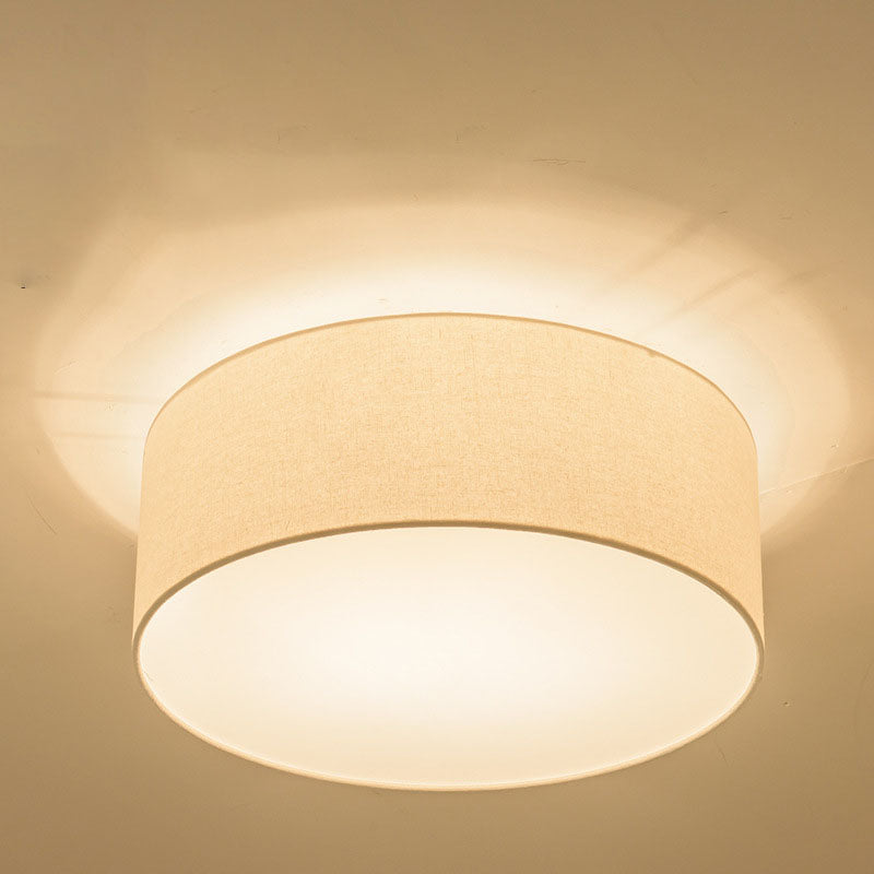 Nordic Minimalist Round Drum Fabric 3/5 Light Flush Mount Ceiling Light