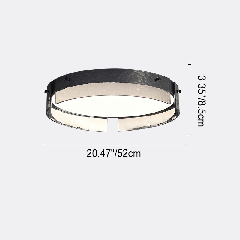 Modern Minimalist Black Round Drum Glass Aluminum Acrylic LED Flush Mount Ceiling Light For Living Room &amp; Bedroom