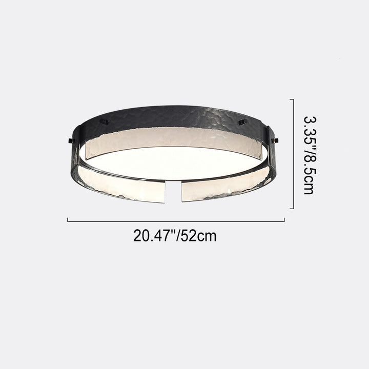 Modern Minimalist Black Round Drum Glass Aluminum Acrylic LED Flush Mount Ceiling Light For Living Room &amp; Bedroom