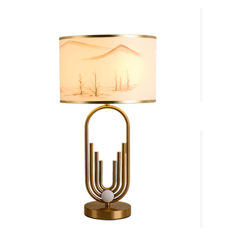Europäische Stoff-Metallringbasis 1-Licht-Tischlampe 