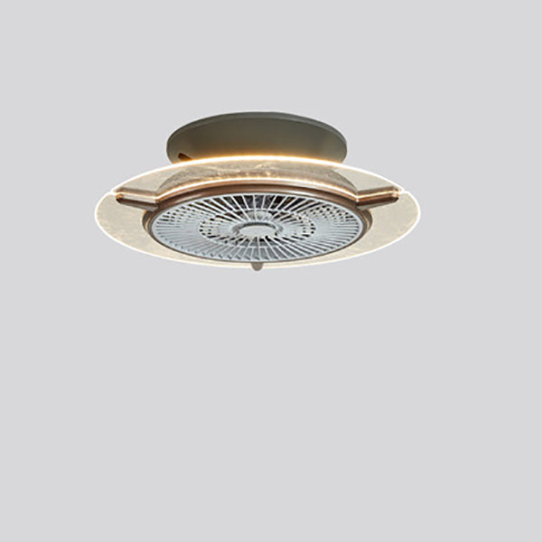 Modern Clear Acrylic Round LED Semi-Flush Mount Ceiling Fan Light