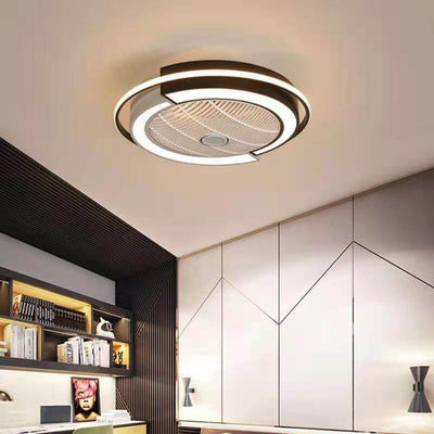 Modern Creative Round LED Semi-Flush Mount Ceiling Fan Light