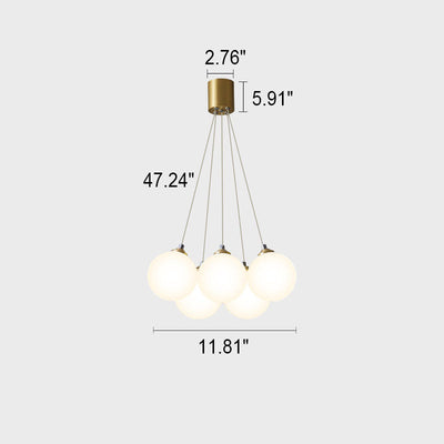 Nordic Light Luxury Round Ball Copper Glass 4/5/7-Light Chandelier