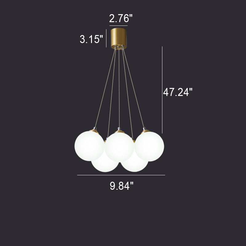 Nordic Light Luxury Glass Balloon Brass 4/5/7 Light Chandelier