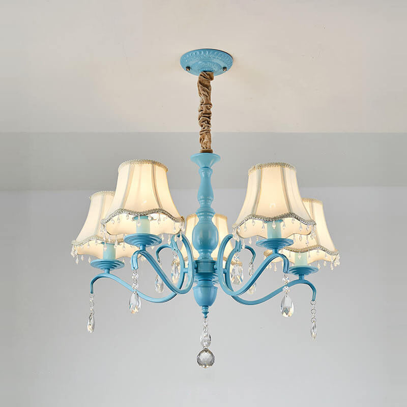 Modern Creative Cone Iron Crystal Fabric 5/6/8 Light Chandelier