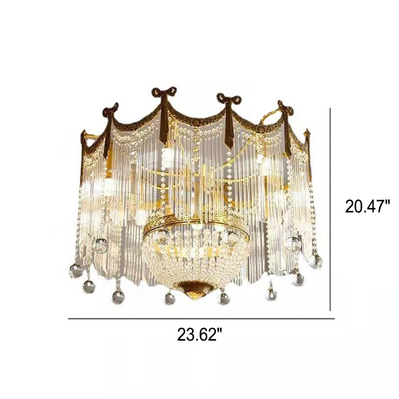 French Luxury Crystal Tassel Bead Design  6/7/9 Light Chandelier