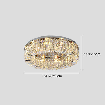 Modern Luxury Dazzling Prismatic Crystal Round Shade 5/8/12-Light Flush Mount Ceiling Light For Living Room