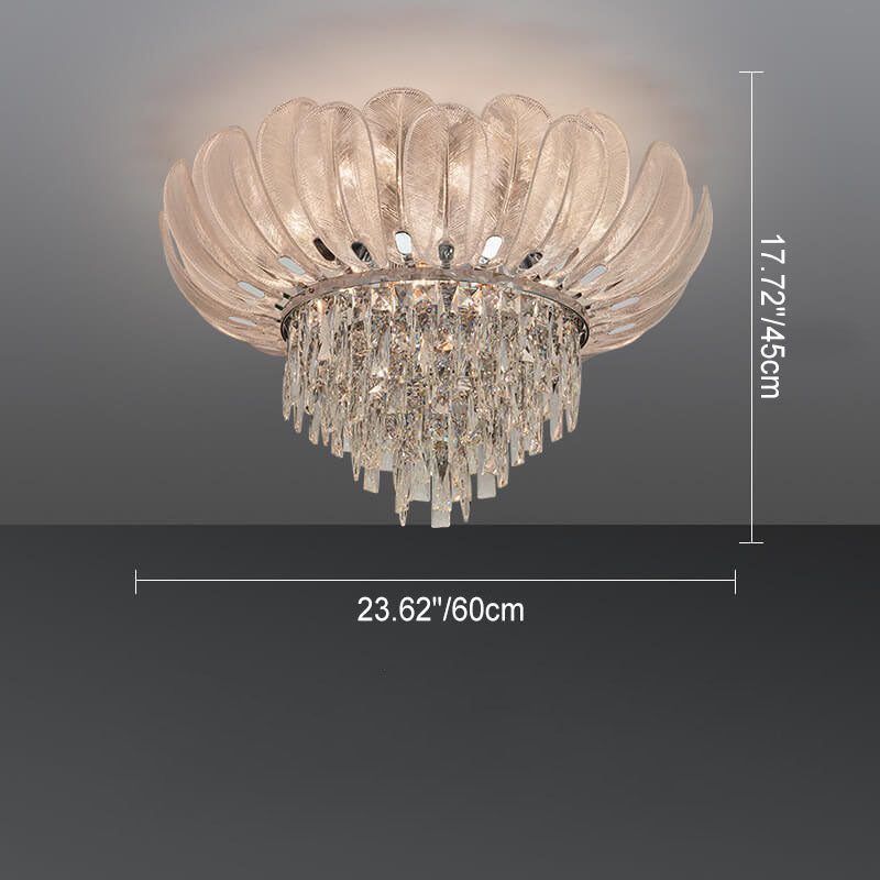 Lustre de plafond encastré en verre cristal de luxe européen moderne 9/12/16 lumières 