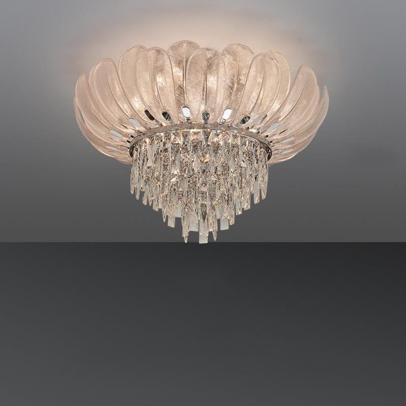Lustre de plafond encastré en verre cristal de luxe européen moderne 9/12/16 lumières 