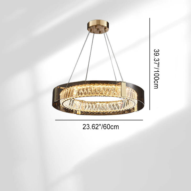 Italian Light Luxury Crystal Circle Plating LED Chandelier
