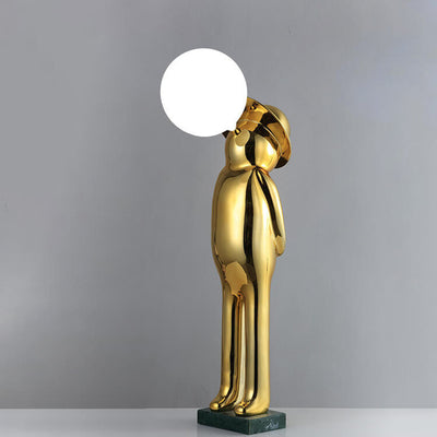 Modern Creative Human Sculpture Fiberglass Resin 1-Light Standing Floor Lamp