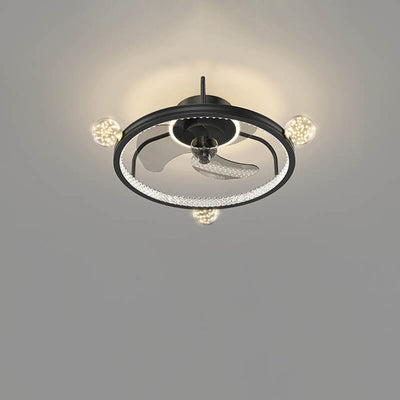 Modern Light Luxury Circle Full Star Design LED Flush Mount Ceiling Fan Light