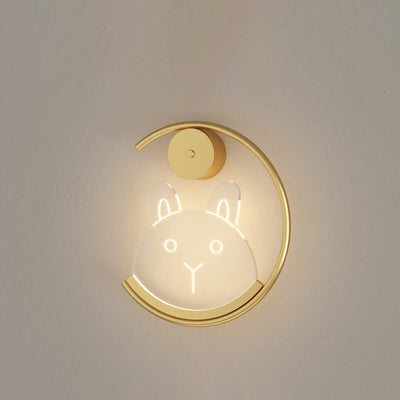 Creative Golden C-shaped Acrylic Bear LED Wall Sconce Lamp