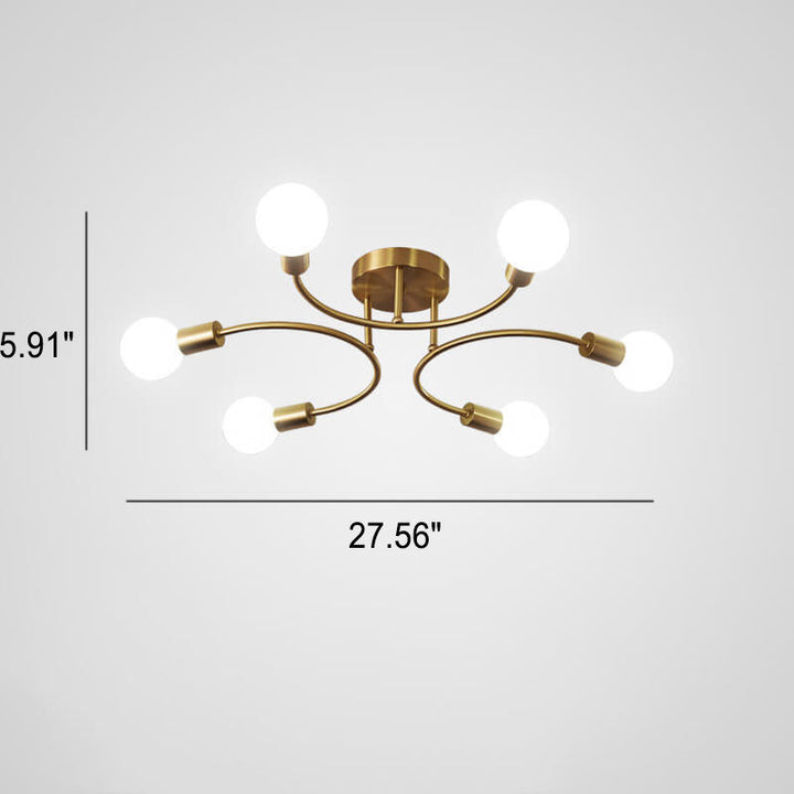 Modern Luxury Round Magic Bean Ring Iron 4/6/8-Light Semi-Flush Mount Ceiling Light For Living Room