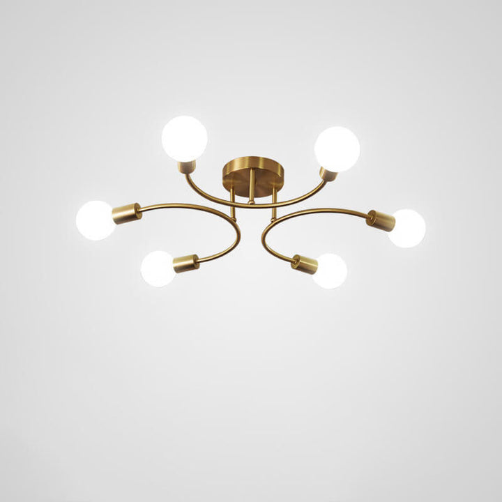 Modern Luxury Round Magic Bean Ring Iron 4/6/8-Light Semi-Flush Mount Ceiling Light For Living Room