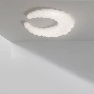 Nordic Minimalist Milk White Crescent LED Flush Mount Ceiling Light