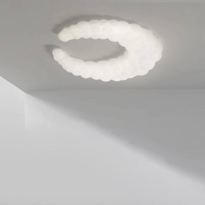 Nordic Minimalist Milk White Crescent LED Flush Mount Ceiling Light