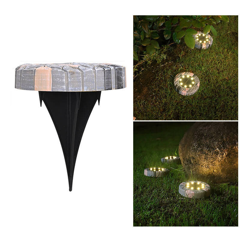 Modern Minimalist Solar Outdoor Round Resin Brick LED Garden Ground Insert Decorative Landscape Light For Outdoor