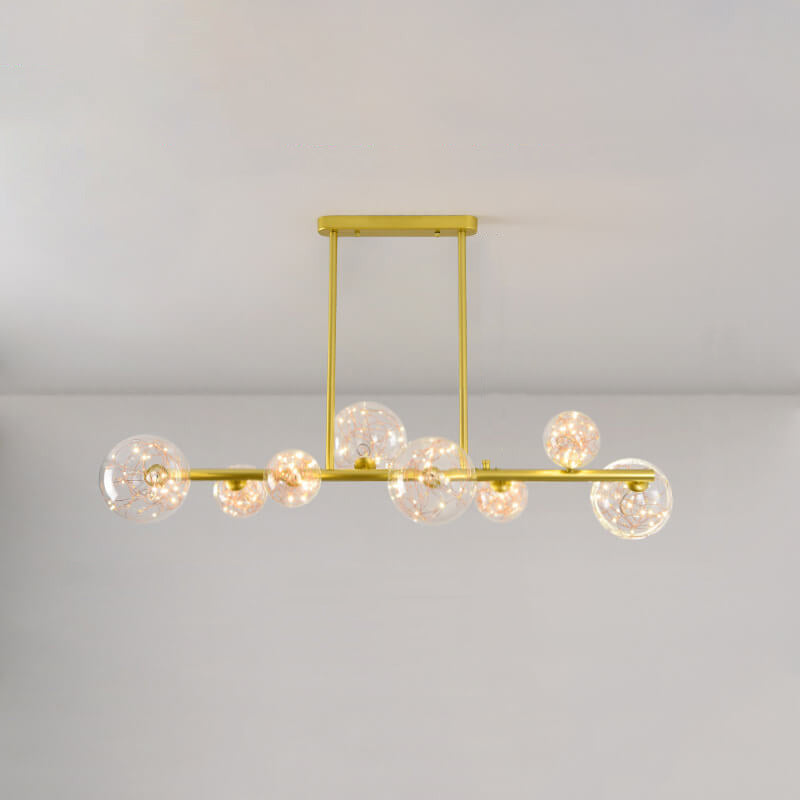 Nordic Creative Magic Bean Golden Strip Island Light 6/8/10 Light LED Chandelier